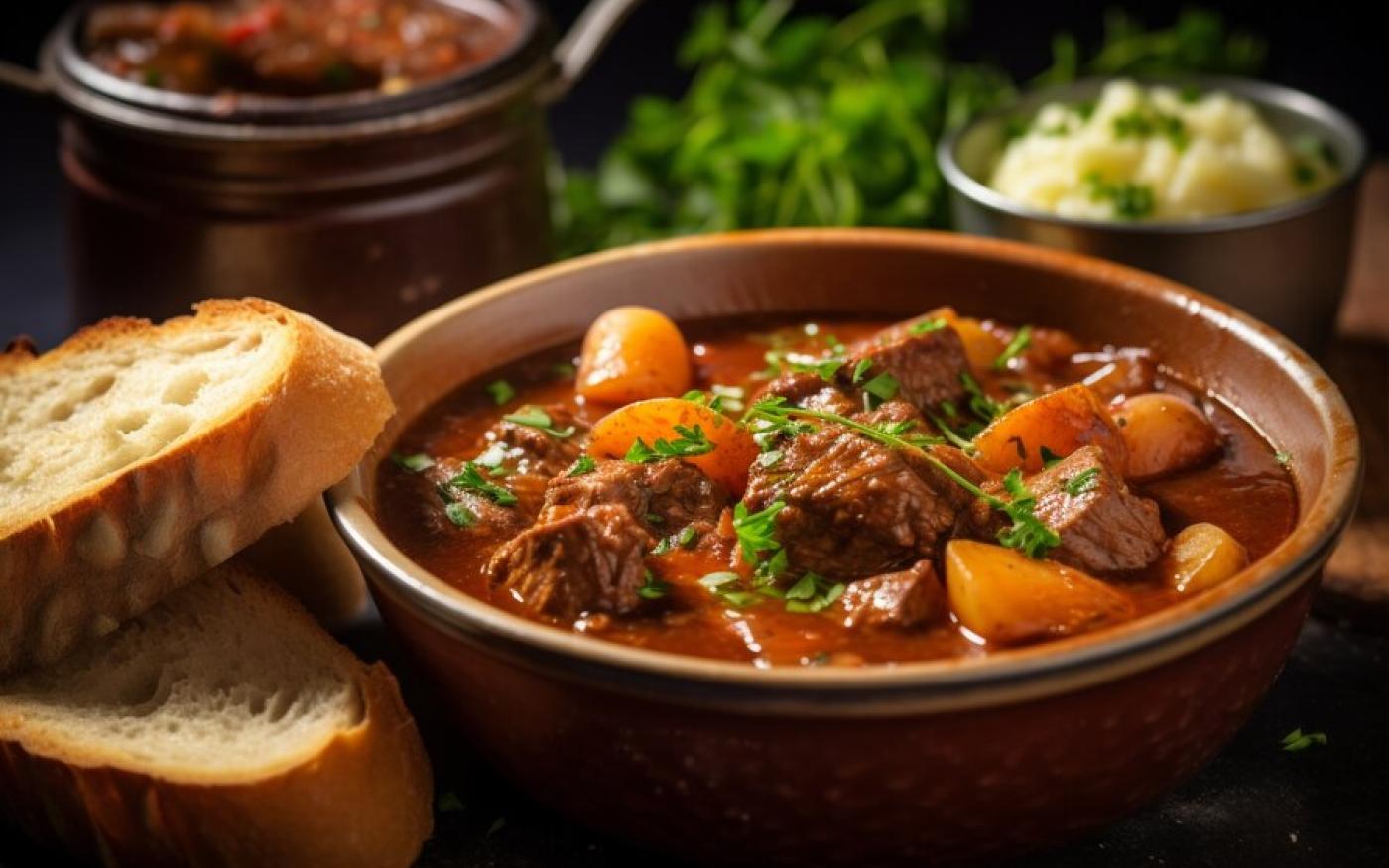 Couvert lamsstoofpotje met bruin bier en speculaas