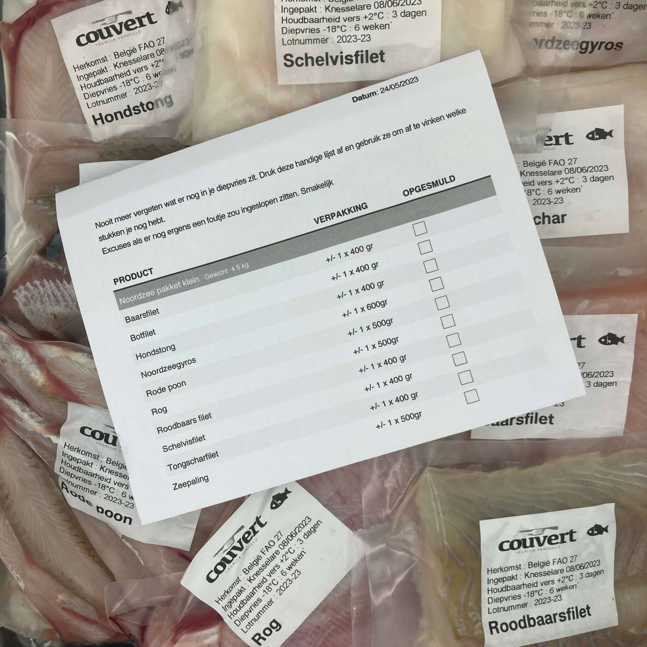 Bon de commande paquet de poissons de la mer du Nord Couvert